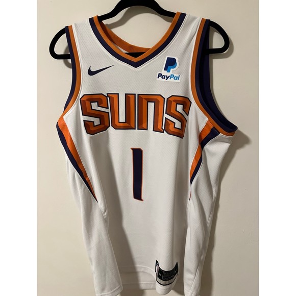 Nike Devin Booker White Phoenix Suns 2022/23 Swingman Badge Player Jersey - M - Picture 1 of 3